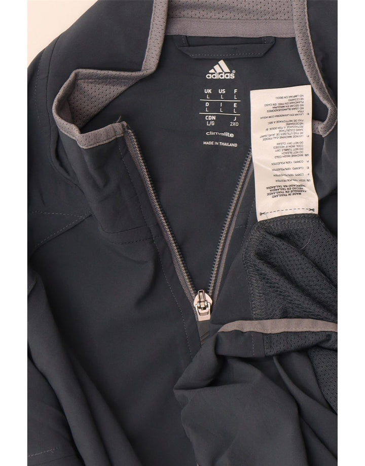 Adidas Męska kurtka dresowa Climalite, duża, szara, poliestrowa