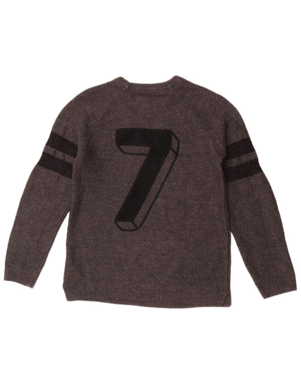 Zara Chłopięcy sweter z graficznym dekoltem w łódkę 11-12 lat Szary akryl w paski