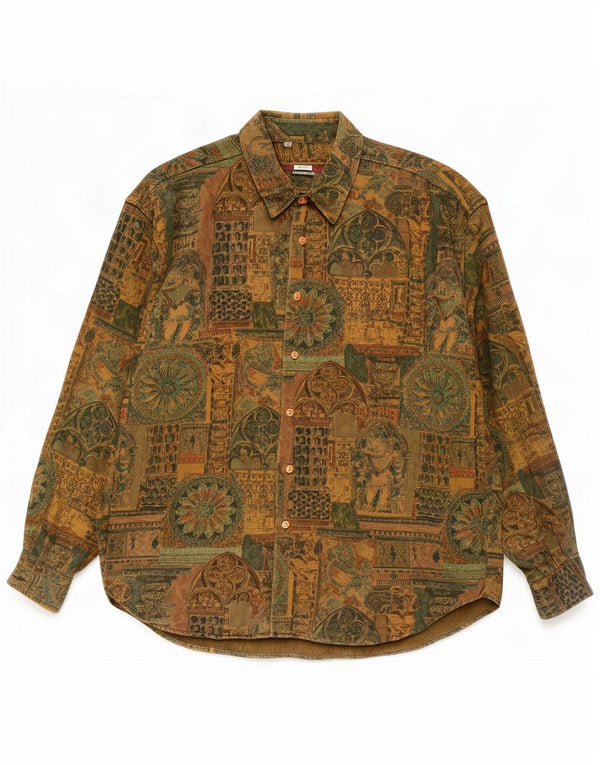 Koszula męska w stylu vintage w abstrakcyjny wzór XL Khaki