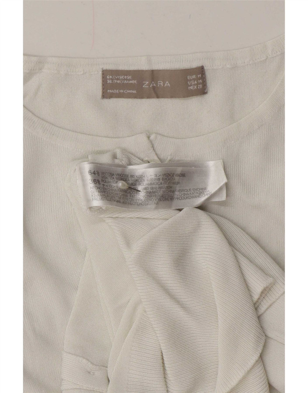 Sweter damski Zara UK 12, średni, biały, wiskoza