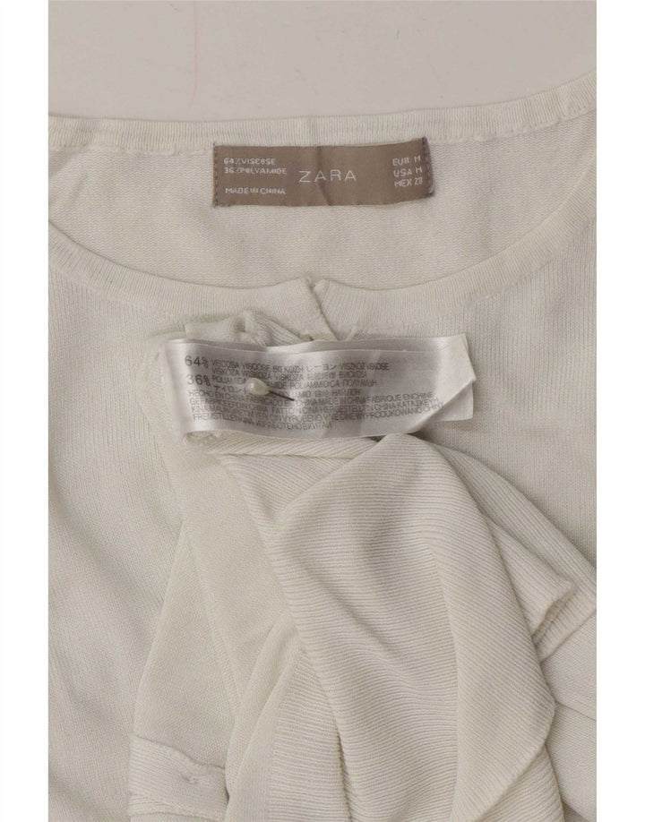 Sweter damski Zara UK 12, średni, biały, wiskoza