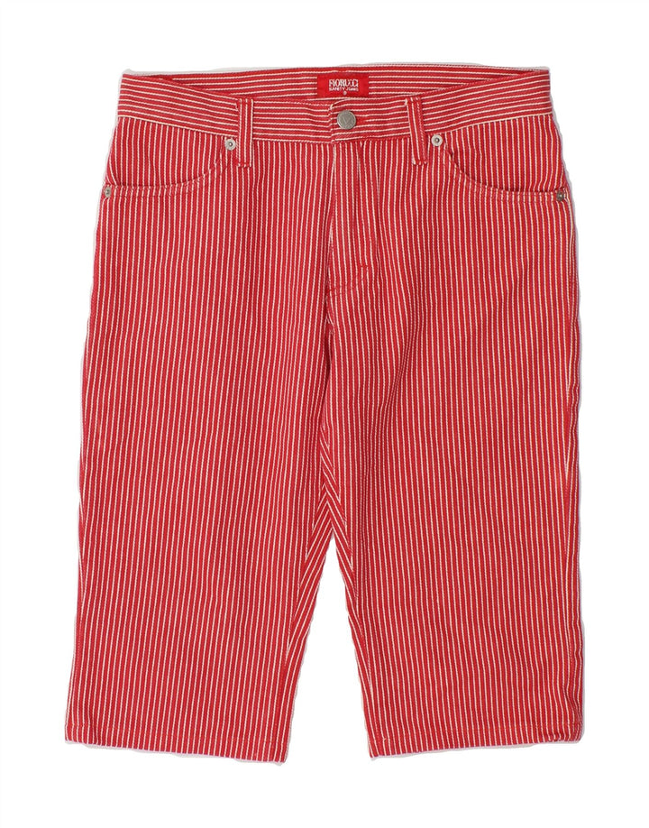 FIORUCCI Womens Casual Shorts W28 Medium Red Pinstripe Cotton Vintage Fiorucci and Second-Hand Fiorucci from Messina Hembry 