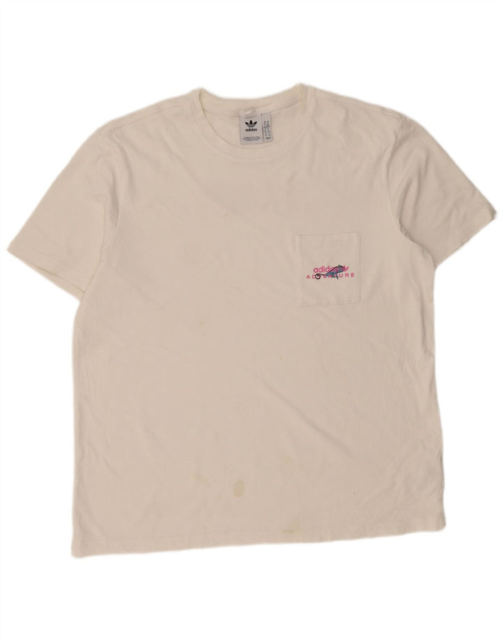 Męska koszulka ADIDAS Adventure z grafiką, góra XL, biała bawełna