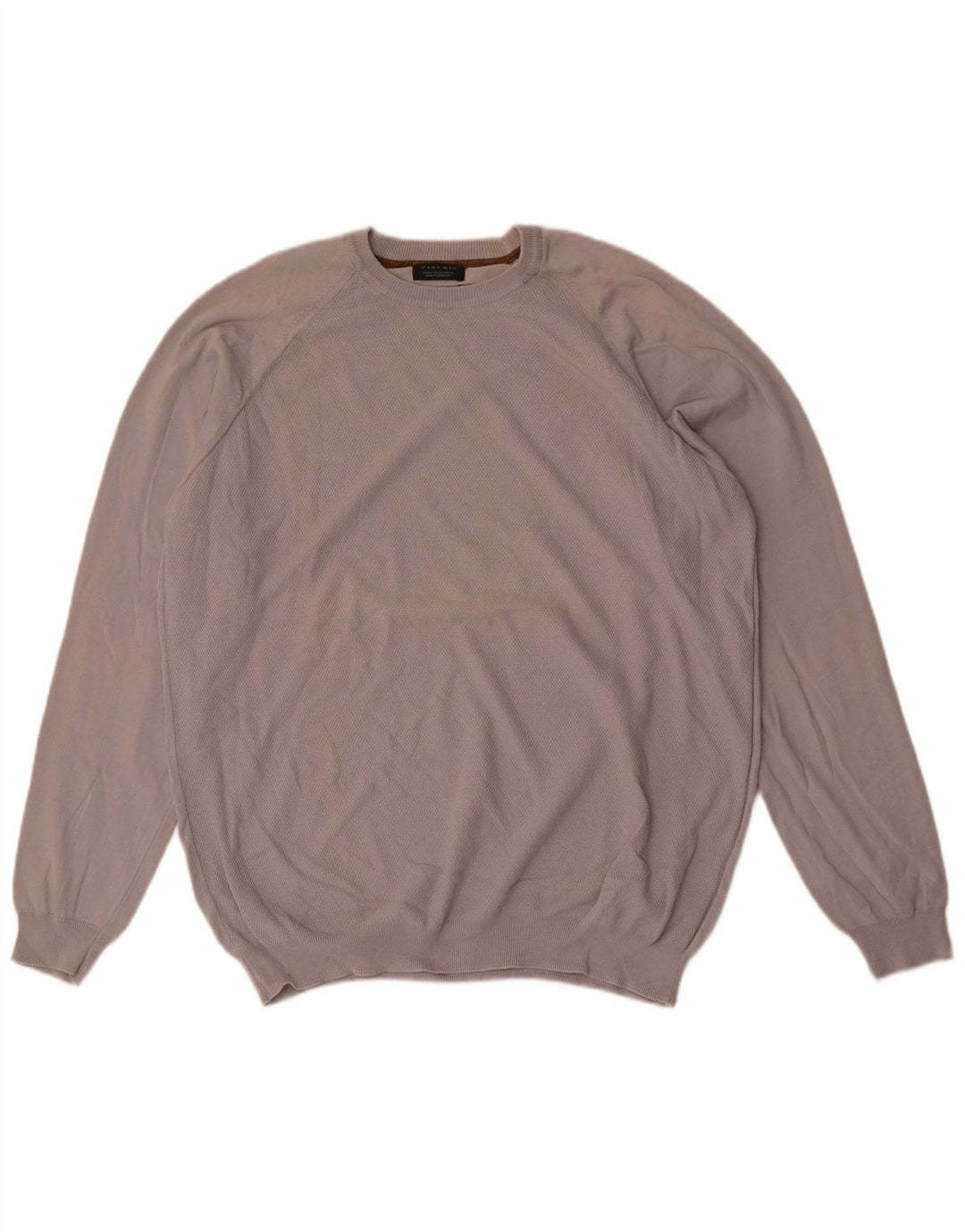 Męski sweter z okrągłym dekoltem Zara XL, szara bawełna