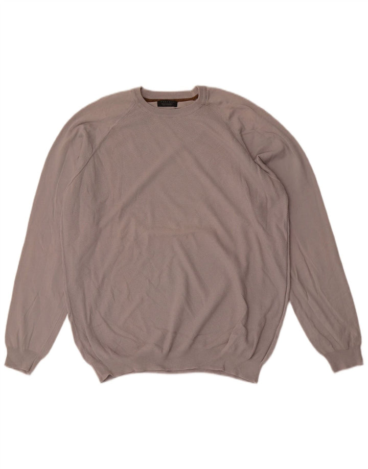 Męski sweter z okrągłym dekoltem Zara XL, szara bawełna
