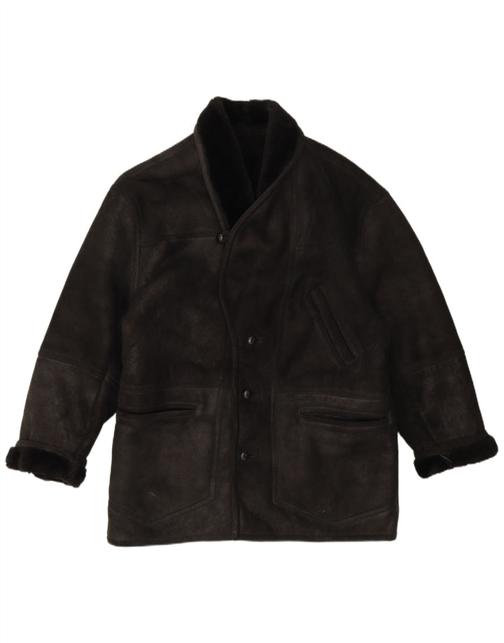 Vintage męska kurtka Shearling IT 54 2XL Czarny Shearling