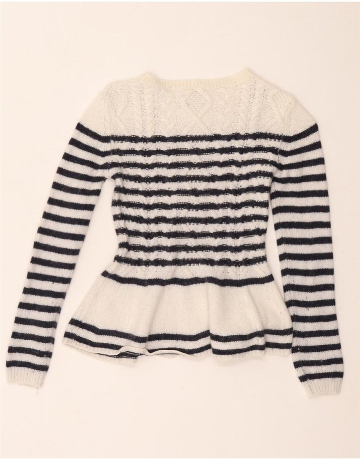 MASSIMO DUTTI Damski dopasowany sweter z dekoltem w łódkę UK 8 Small White