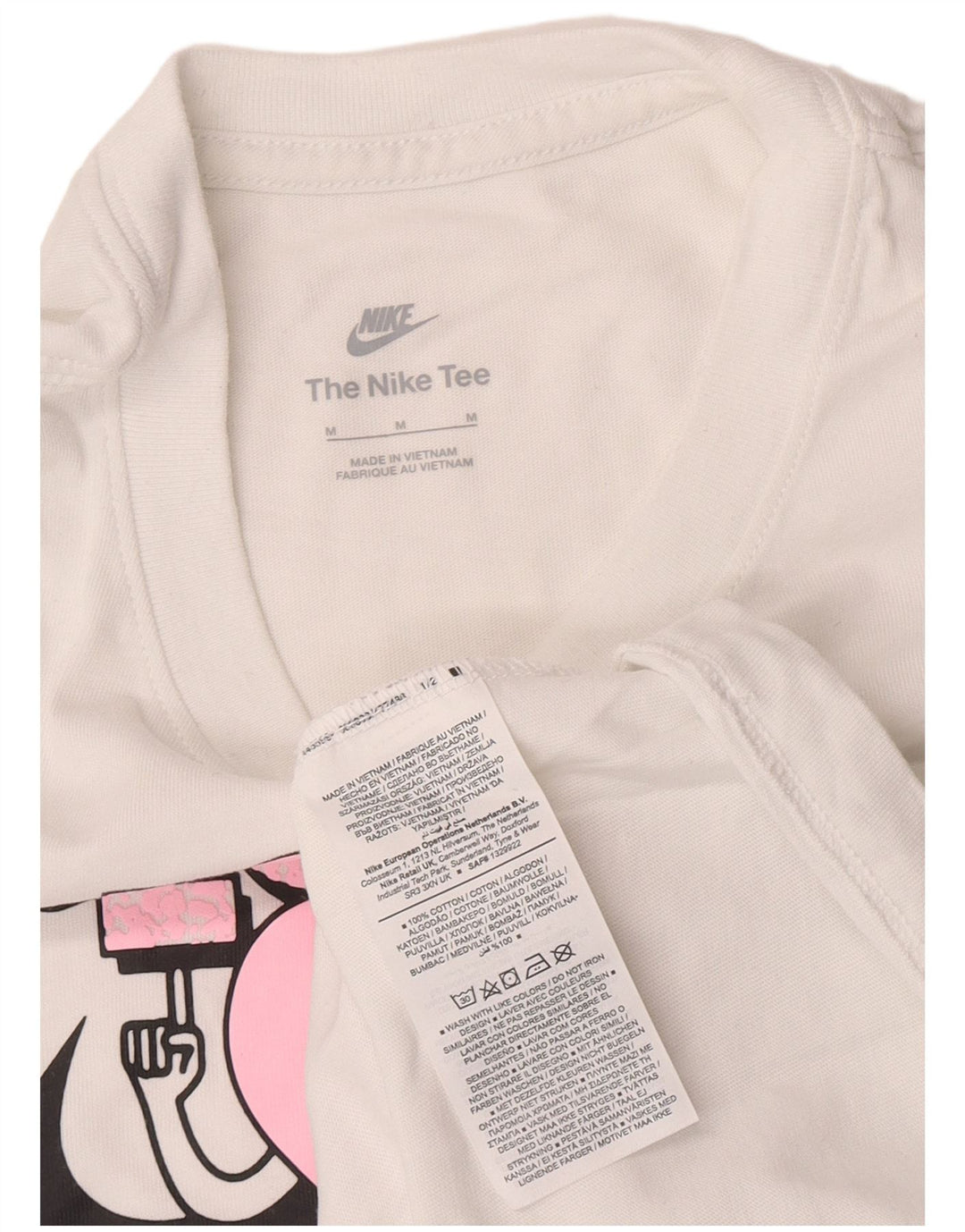 Damska koszulka z grafiką Nike Top UK 14 Średnia biała bawełna