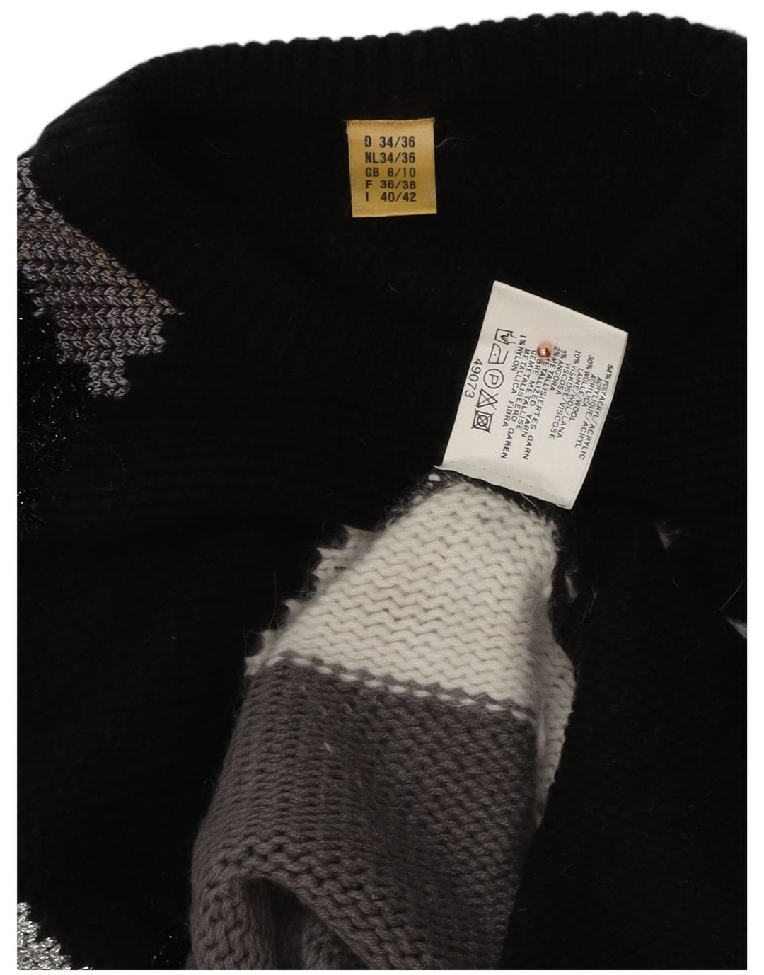 Sweter damski VINTAGE z dekoltem w łódkę, UK 8/10, mały, wielokolorowy