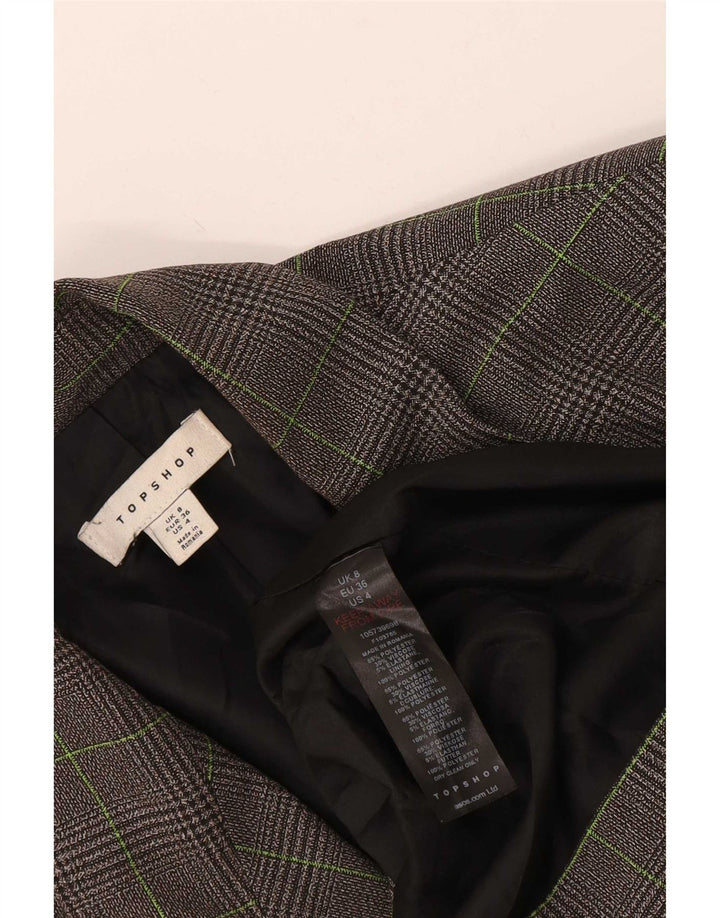 Topshop Damska marynarka oversize zapinana na 1 guzik, UK 8, mała, szara pepitka