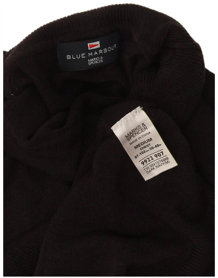 Męski sweter Marks & Spencer Blue Harbor z golfem, średni czarny