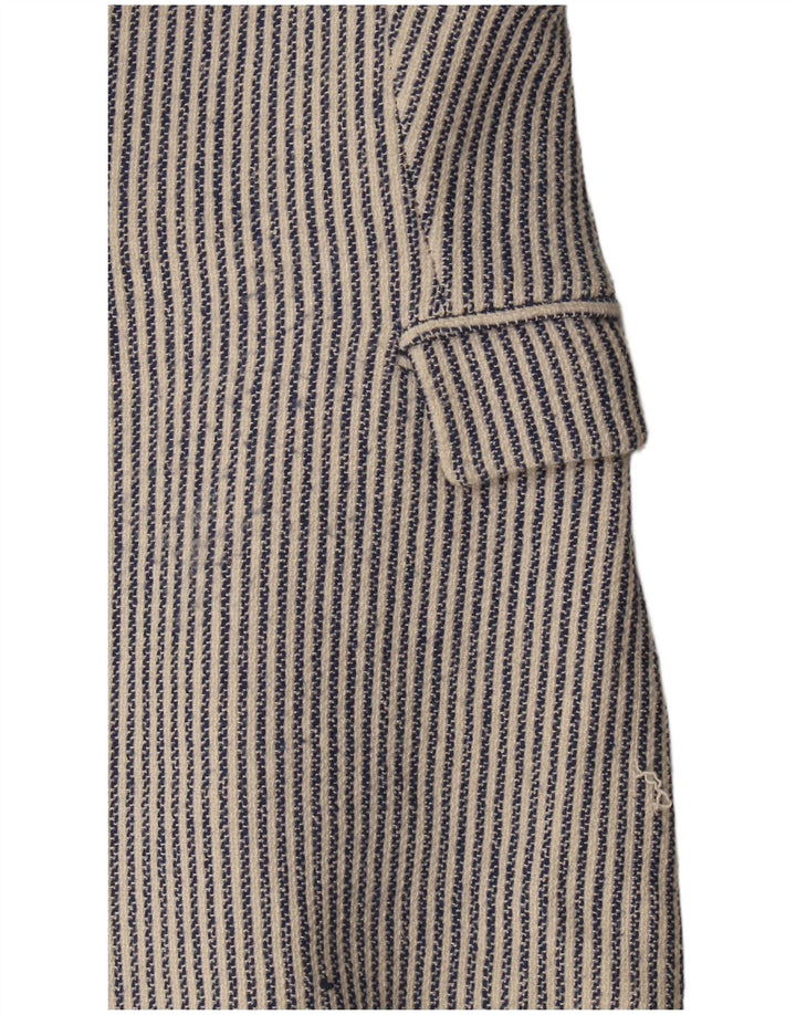 Damska marynarka Zara zapinana na 1 guzik UK 12, bawełniana, w kolorze średniego niebieskiego w prążki