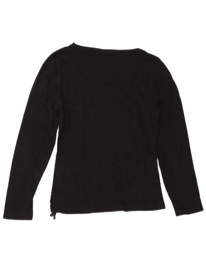 Damski top graficzny REEBOK z długim rękawem UK 12, średni czarny, bawełniany