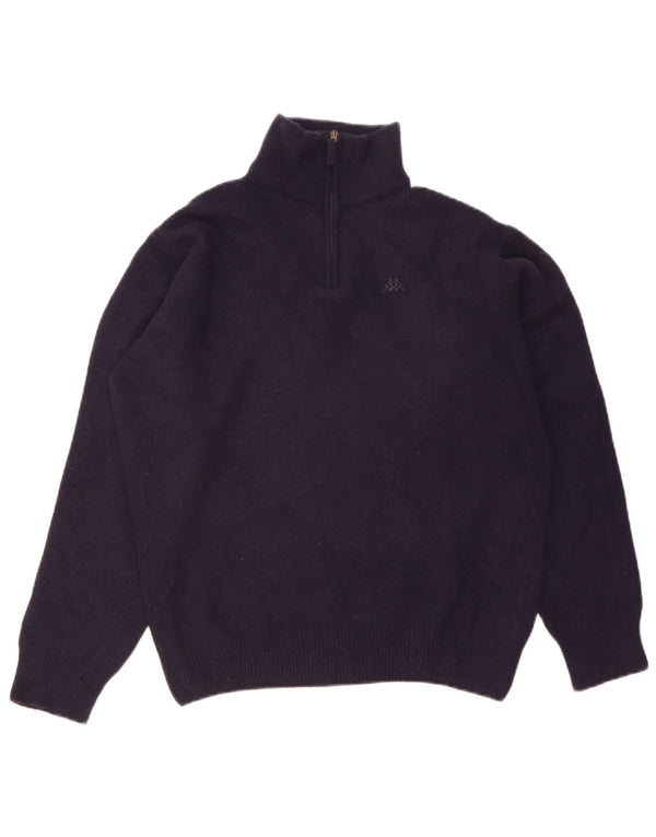 Męski sweter Kappa z zamkiem błyskawicznym, duży, granatowy, z owczej wełny