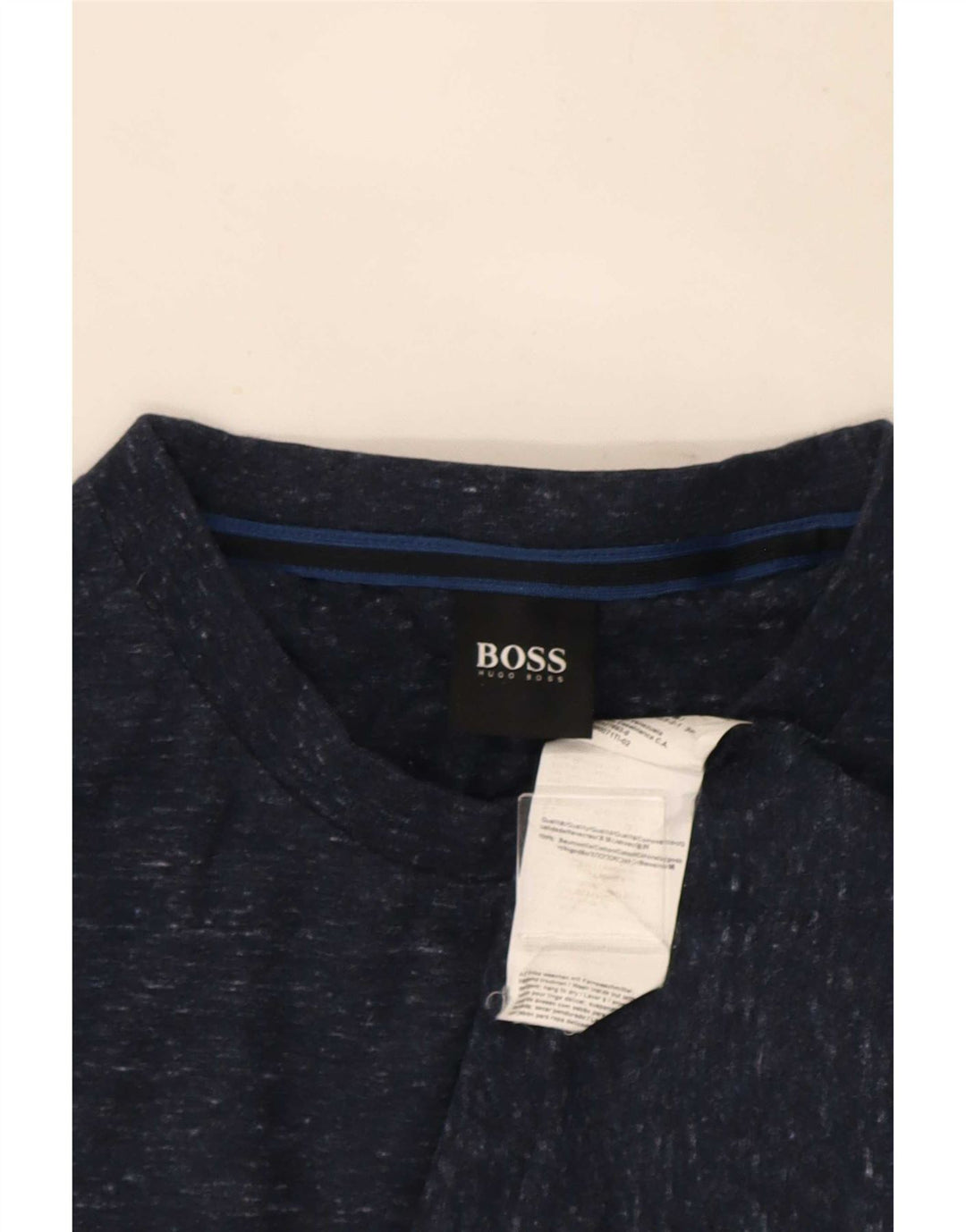 T-shirt męski Hugo Boss, średni, granatowy, bawełniany nakrapiany