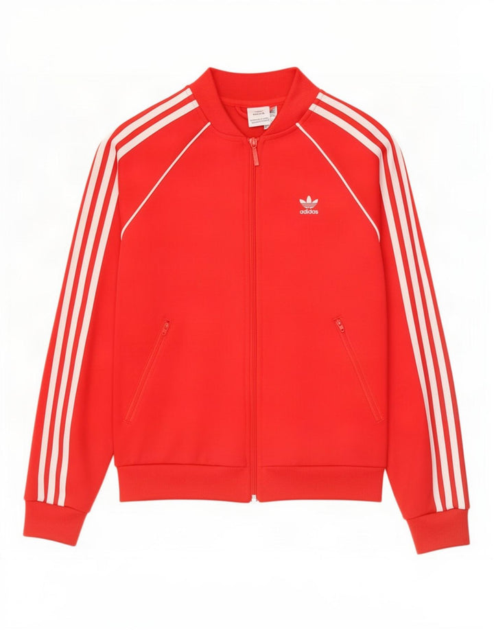 Damska kurtka dresowa Adidas UK 8, mała, czerwona, poliester