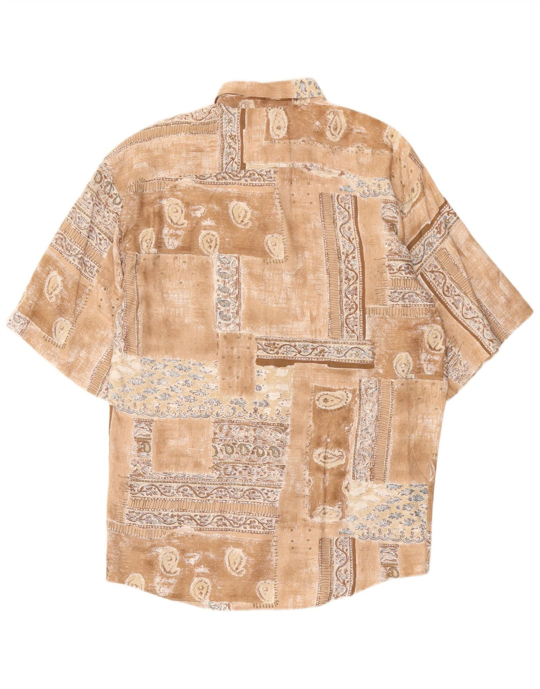 Męska koszula z krótkim rękawem VINTAGE, duża, brązowa patchworkowa