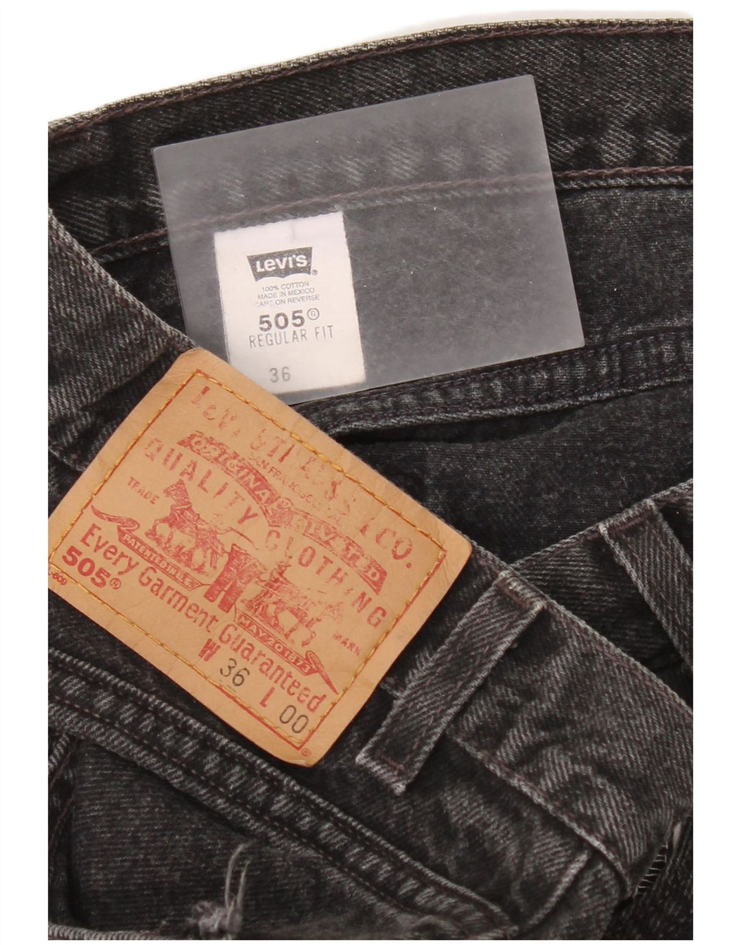 Męskie spodenki jeansowe Levi's 505 o regularnym kroju W36, duże, czarne, bawełniane