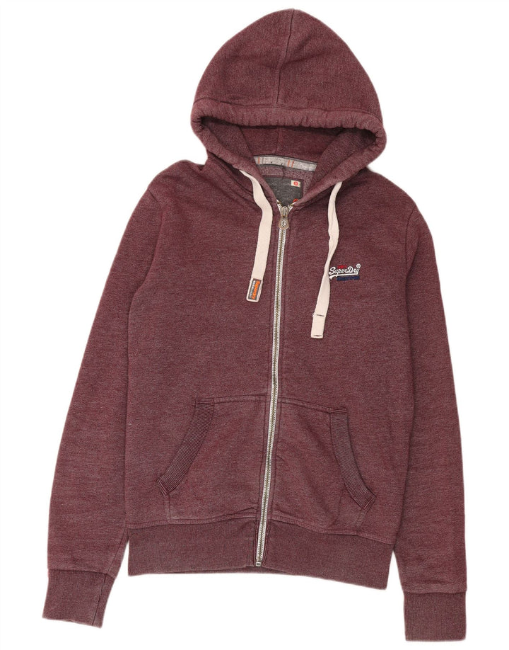 Męski sweter z kapturem i zamkiem Superdry Średni bordowy, bawełniany nakrapiany