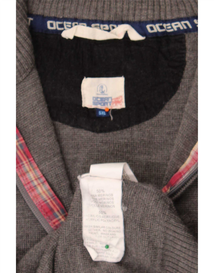 Sweter męski w stylu vintage, 5XL, szara wełna merynosów