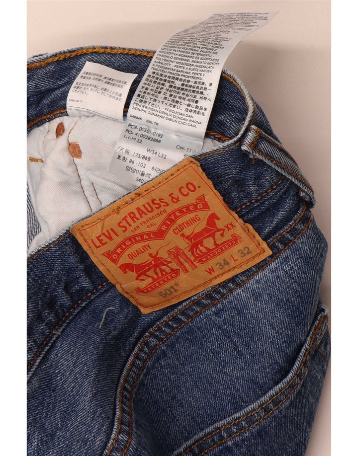Męskie jeansy Levi's 501 Straight W34 L32 Niebieskie bawełniane
