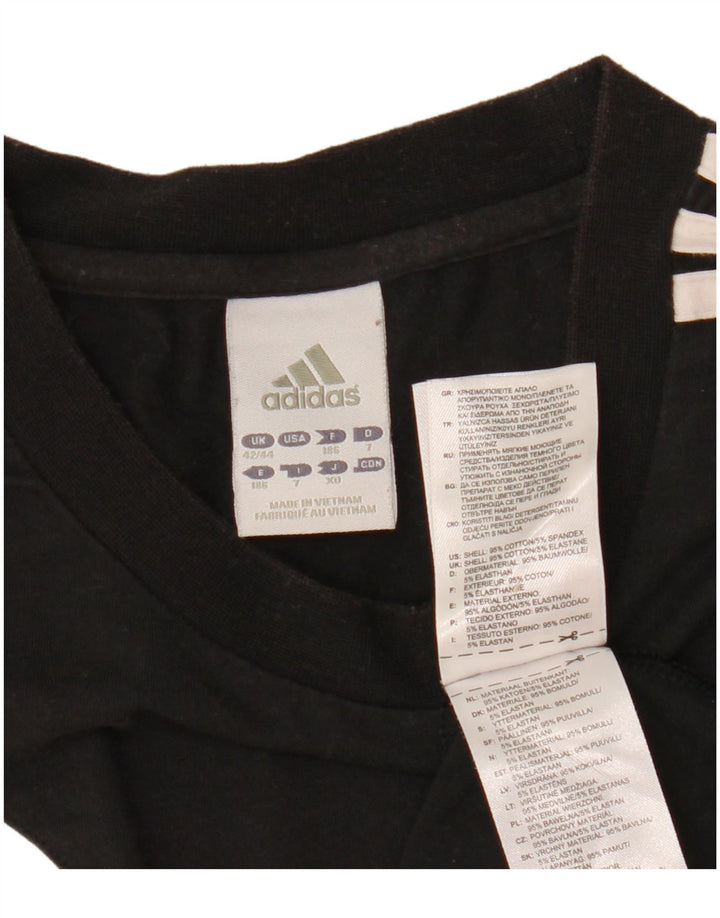 T-shirt męski ADIDAS Top UK 42/44, duża czarna bawełna z blokami kolorów