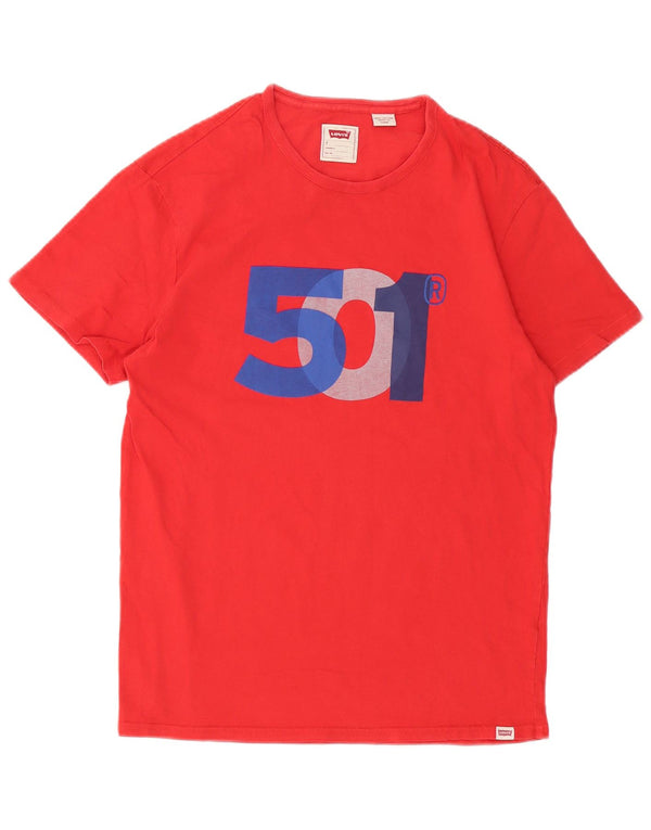Męski T-shirt Levi's 501 o standardowym kroju z grafiką, mały, czerwony, bawełniany