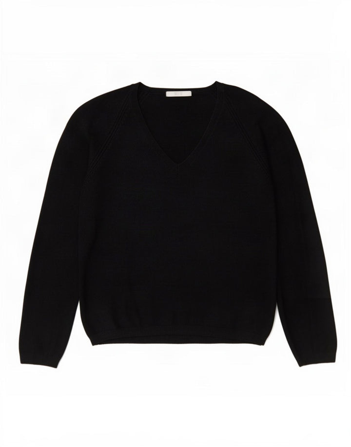 Marks & Spencer Damski sweter z dekoltem w kształcie litery V, UK 12, średni czarny