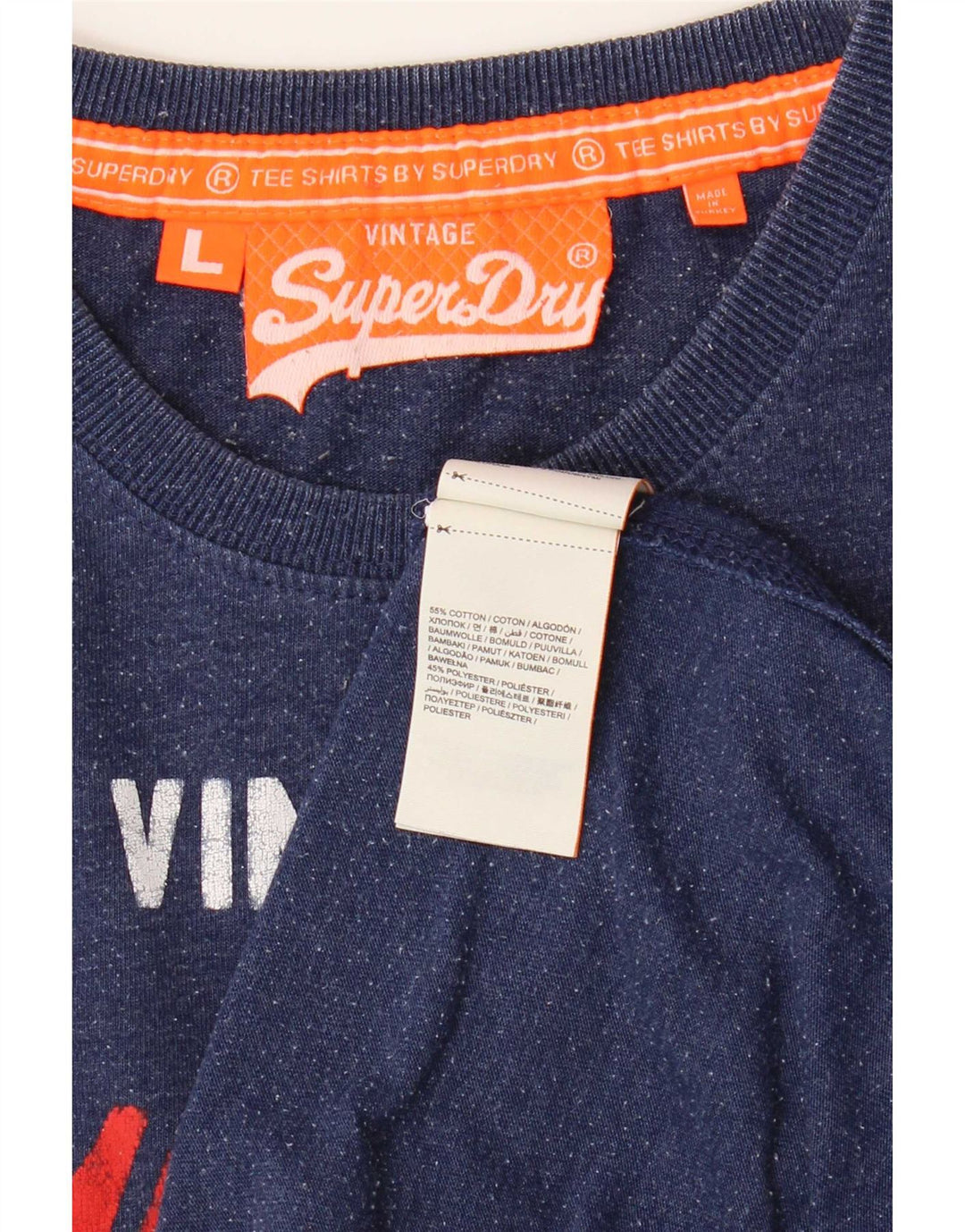 Męski T-shirt z grafiką Superdry, duży, niebieski, bawełniany