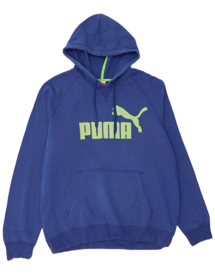 Męski sweter z kapturem i grafiką PUMA XL, niebieski, bawełniany