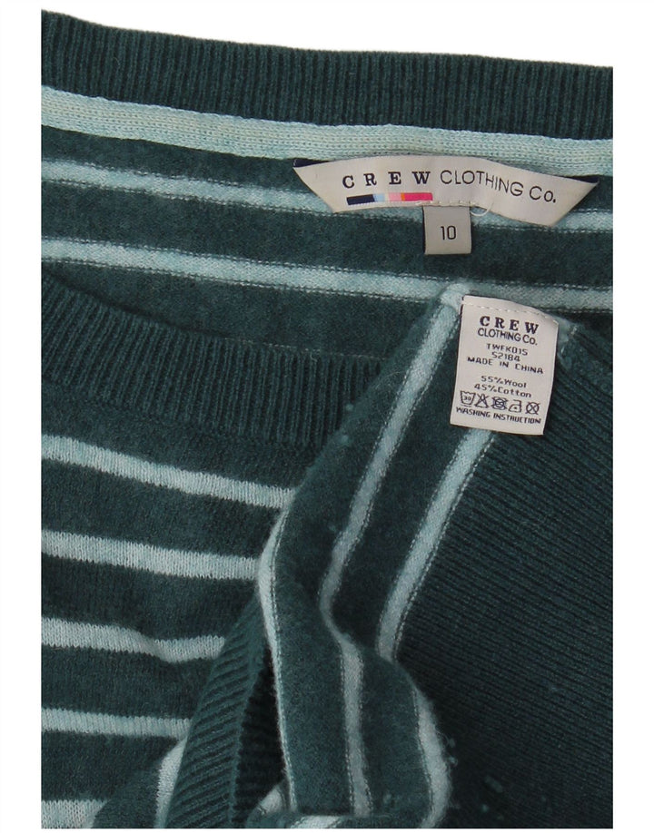 CREW CLOTHING Damska sukienka sweterkowa z długim rękawem UK 10 w małe zielone paski