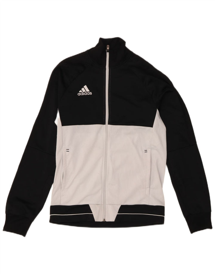 Adidas Męska bluza dresowa, mała, czarna, poliestrowa z blokami kolorów