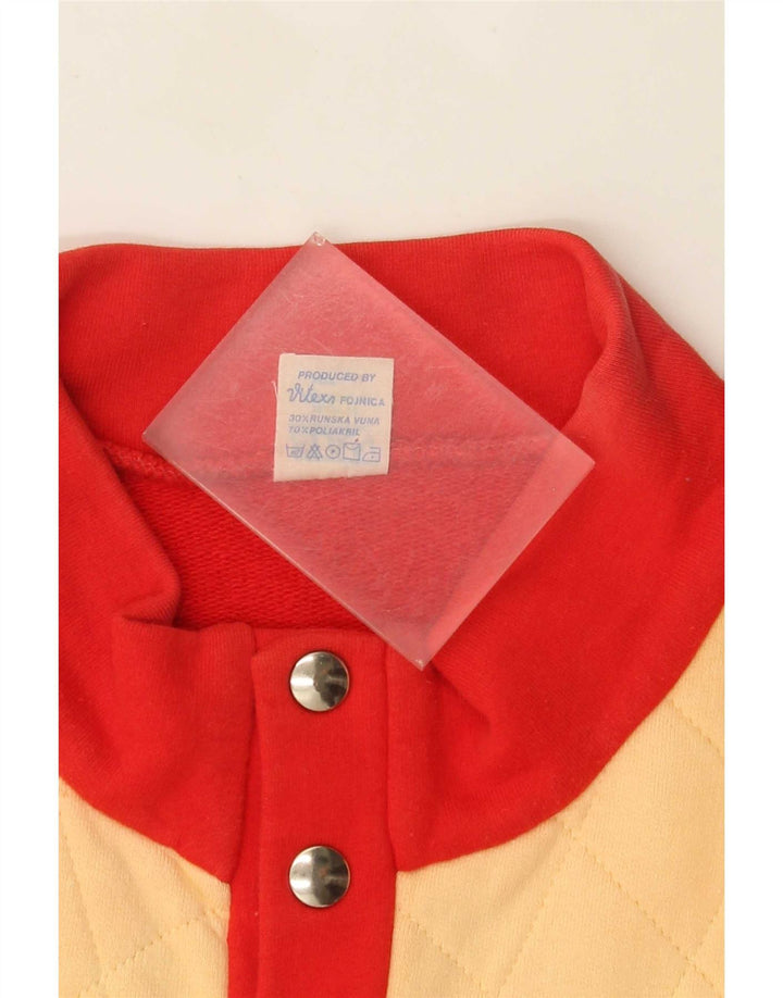 Męski sweter z dekoltem w stylu vintage, zapinany na guziki IT 48, średni czerwony blok kolorów