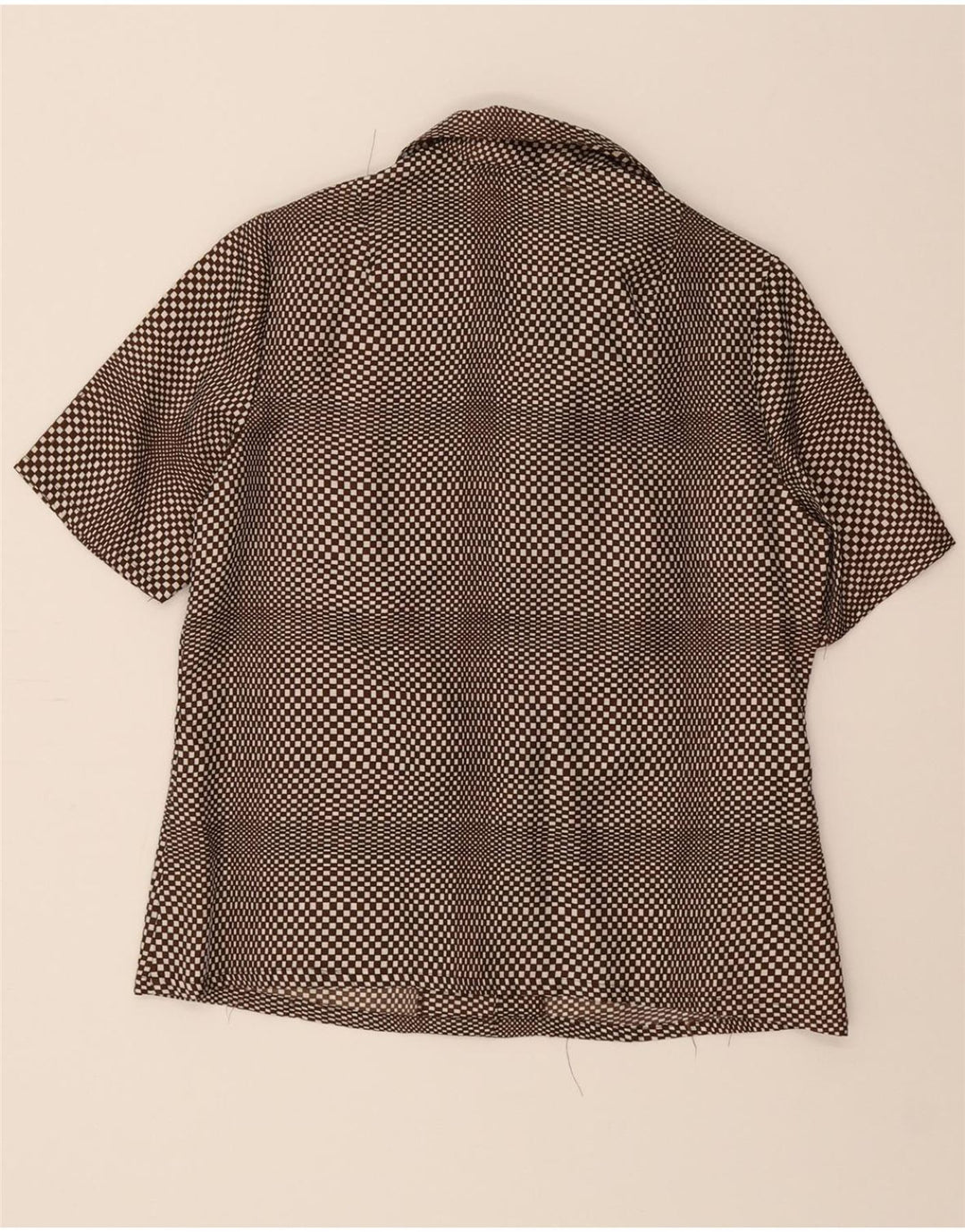 VINTAGE Womens Short Sleeve Shirt IT 44 Medium Brown Geometric Vintage Vintage and Second-Hand Vintage from Messina Hembry 
