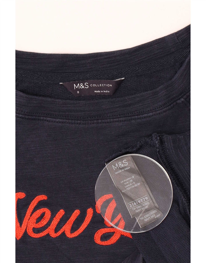 Damska bluza z grafiką Marks & Spencer UK 8, mała, granatowa