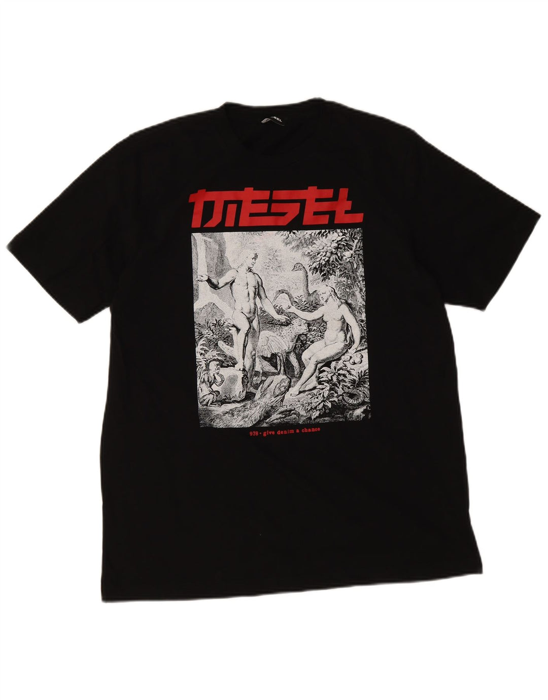 Męska koszulka z grafiką Diesel, duża, czarna, bawełniana