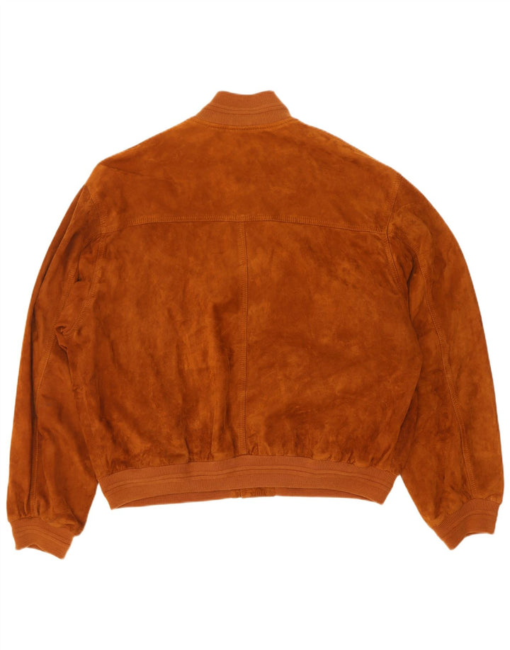 Vintage męska zamszowa kurtka bomber IT 50 duża brązowa skóra