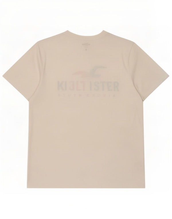 Męska koszulka z grafiką Hollister, góra XL, biała, bawełniana