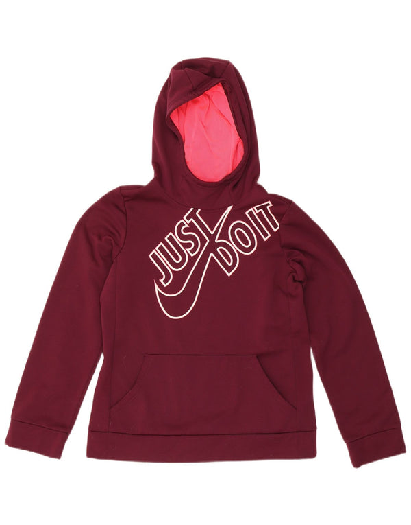 Dziewczęca bluza z kapturem Nike Dri Fit z grafiką 13-14 lat XL, bordowy poliester
