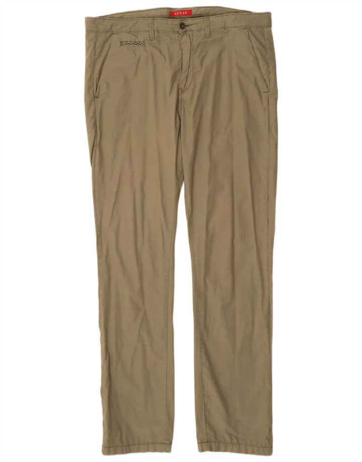 Męskie proste spodnie chino Guess W34 L33, bawełna khaki