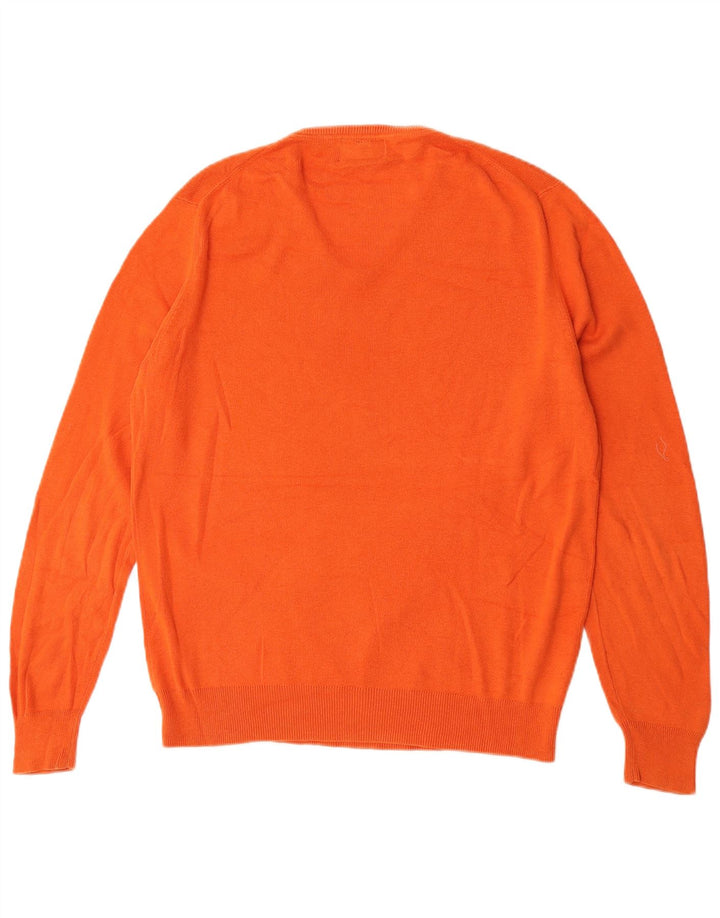 Męski sweter Massimo Dutti z dekoltem w kształcie litery V, duży pomarańczowy
