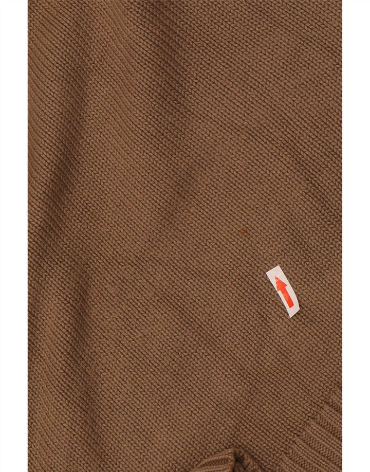 Męski sweter Zara z dekoltem w kształcie litery V, średniobrązowy, bawełniany