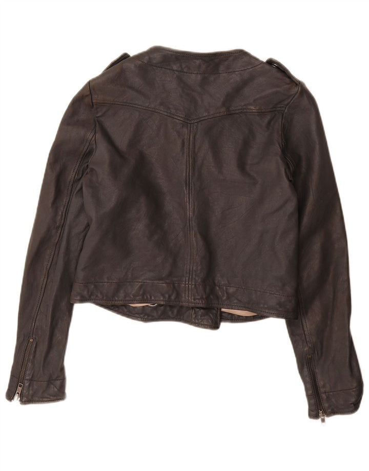 Damska kurtka wojskowa French Connection UK 10, mała, czarna, skórzana