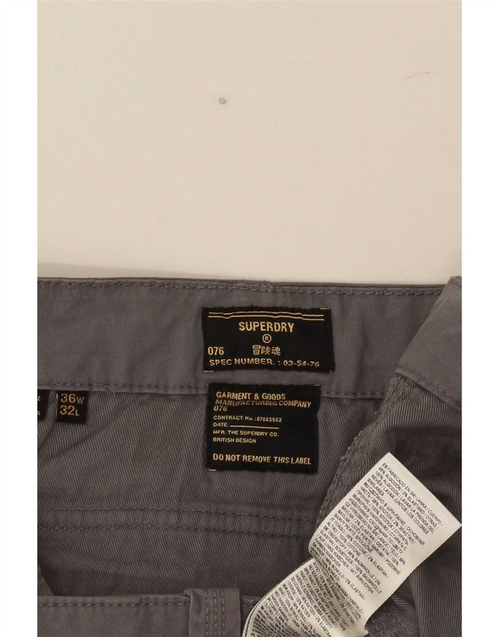 Męskie spodnie cargo Superdry W36 L32 Szara bawełna