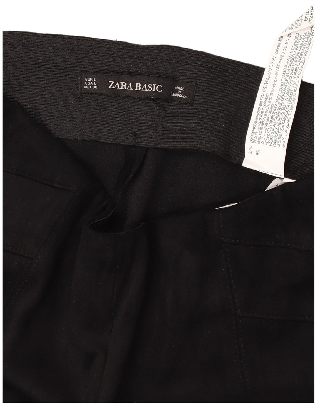 Damskie spodnie typu slim casual Zara, duże, W30 L27, czarny poliester