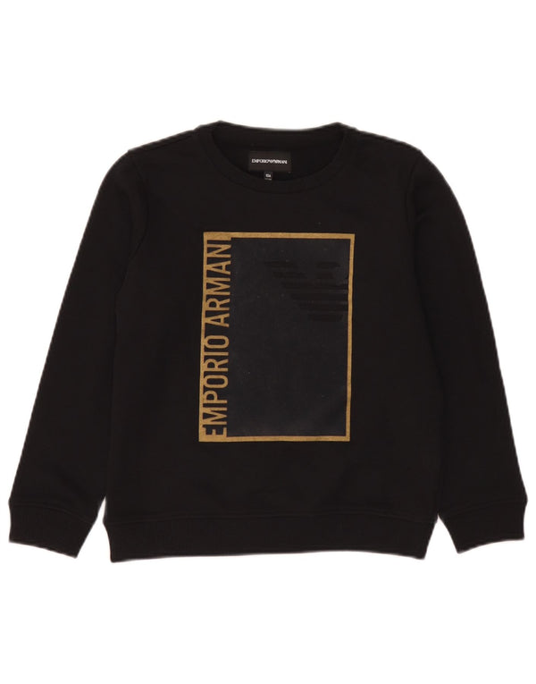 Bluza chłopięca Emporio Armani z grafiką, 9-10 lat, czarna, bawełniana