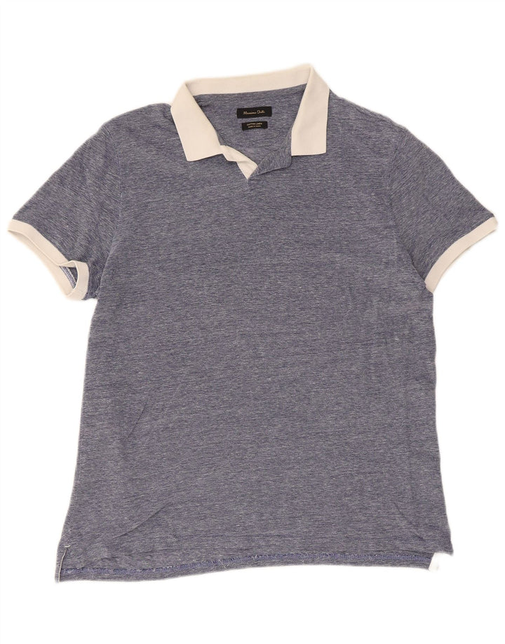 Męska koszulka polo do rugby Massimo Dutti, duża, niebieska, bawełniana