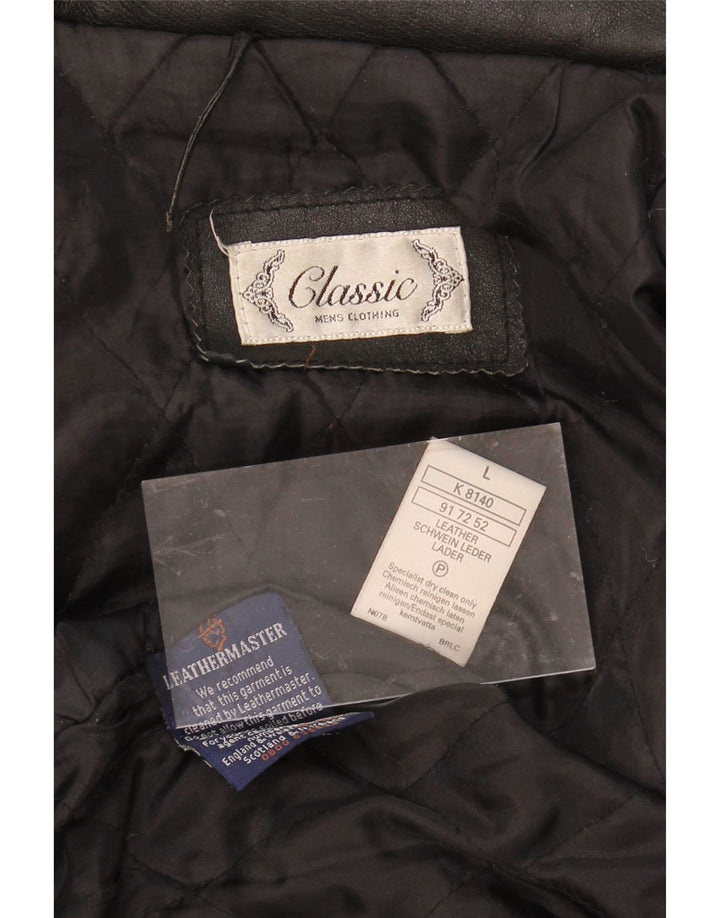 CLASSIC Mens Leather Coat UK 40 Large Black Leather Vintage CLASSIC and Second-Hand CLASSIC from Messina Hembry 
