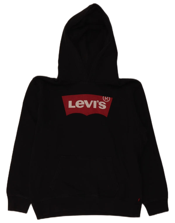 LEVI'S Womens Graphic Hoodie Jumper UK 16 Large Black Cotton