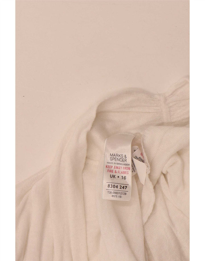 Marks & Spencer Damski sweter rozpinany z rękawami 3/4, UK 16, duży, biały